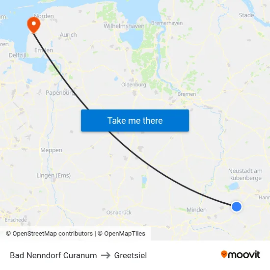 Bad Nenndorf Curanum to Greetsiel map