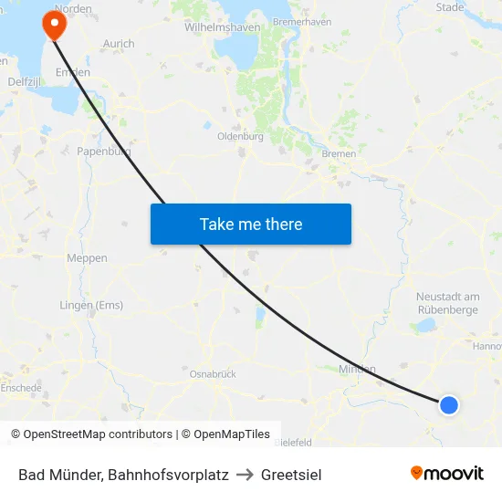 Bad Münder, Bahnhofsvorplatz to Greetsiel map