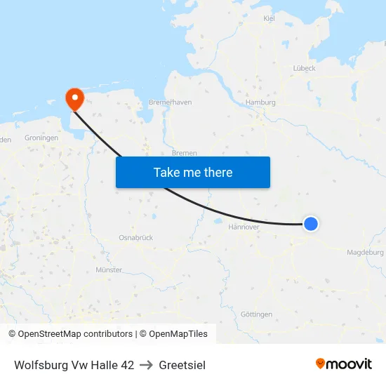 Wolfsburg Vw Halle 42 to Greetsiel map