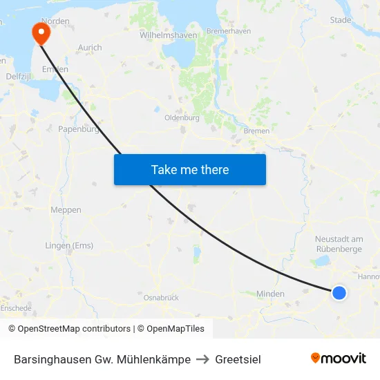 Barsinghausen Gw. Mühlenkämpe to Greetsiel map