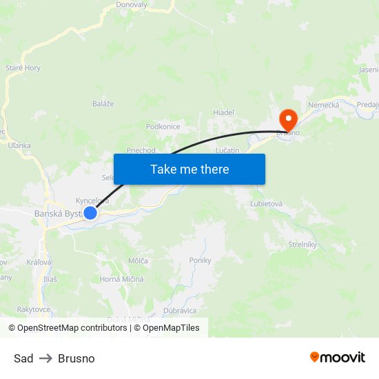 Sad to Brusno map