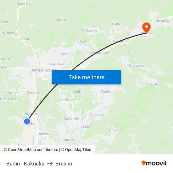 Badín - Kukučka to Brusno map