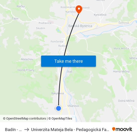 Badín - Zš to Univerzita Mateja Bela - Pedagogická Fakulta map