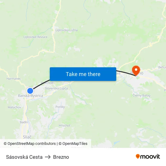 Sásovská Cesta to Brezno map
