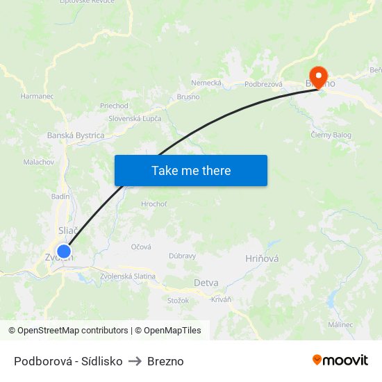 Podborová - Sídlisko to Brezno map