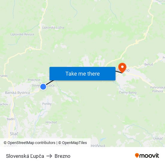 Slovenská Ľupča to Brezno map