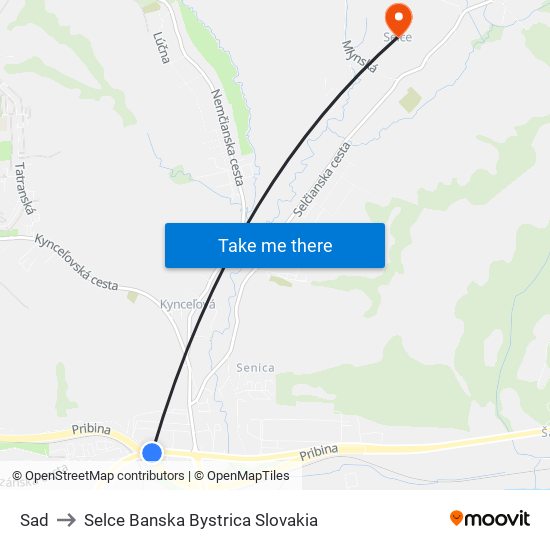 Sad to Selce Banska Bystrica Slovakia map