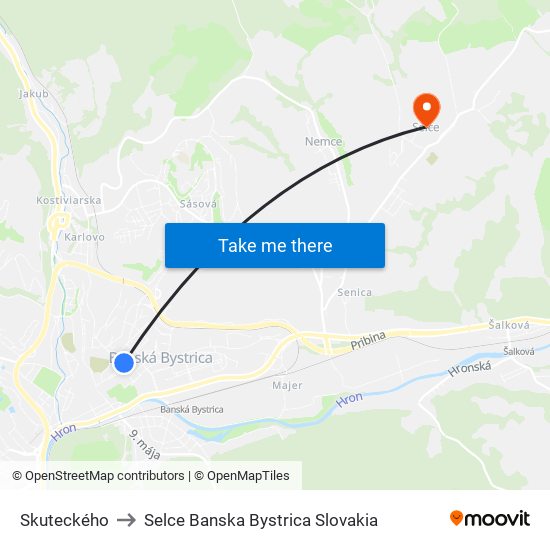 Skuteckého to Selce Banska Bystrica Slovakia map