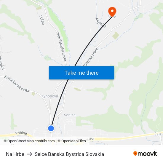 Na Hrbe to Selce Banska Bystrica Slovakia map