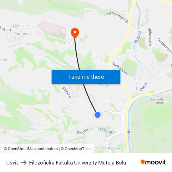 Úsvit to Filozofická Fakulta Univerzity Mateja Bela map