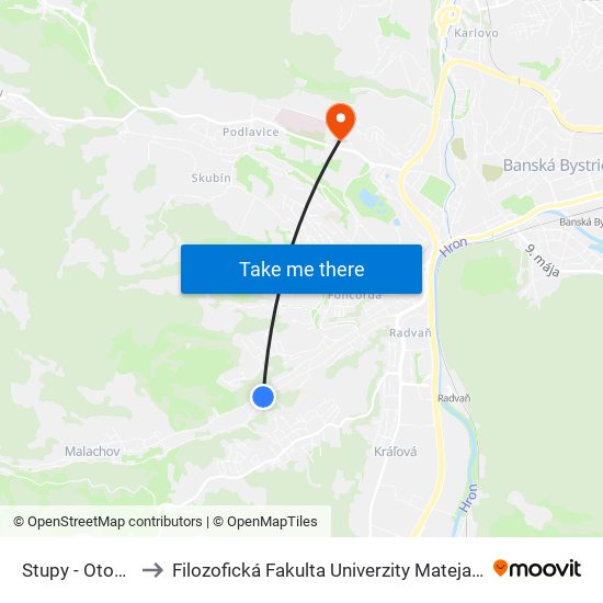 Stupy - Otočka to Filozofická Fakulta Univerzity Mateja Bela map