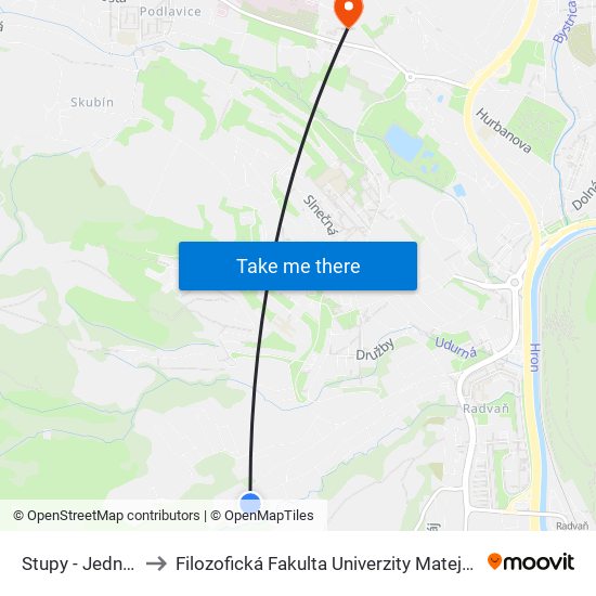 Stupy - Jednota to Filozofická Fakulta Univerzity Mateja Bela map