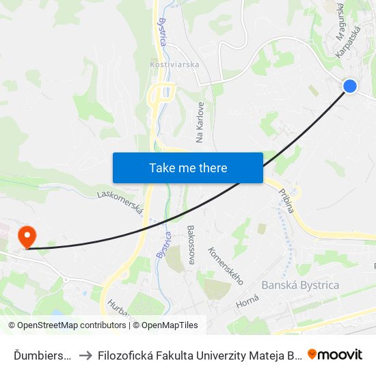 Ďumbierska to Filozofická Fakulta Univerzity Mateja Bela map