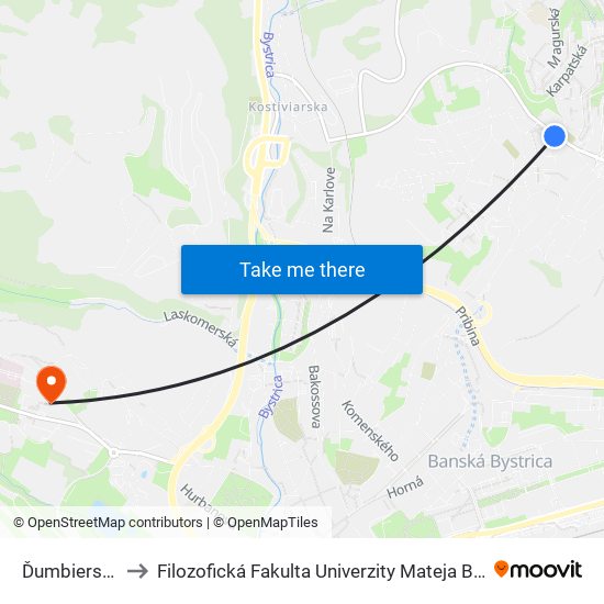 Ďumbierska to Filozofická Fakulta Univerzity Mateja Bela map