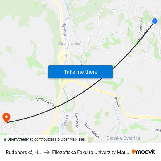 Rudohorská, Horná to Filozofická Fakulta Univerzity Mateja Bela map