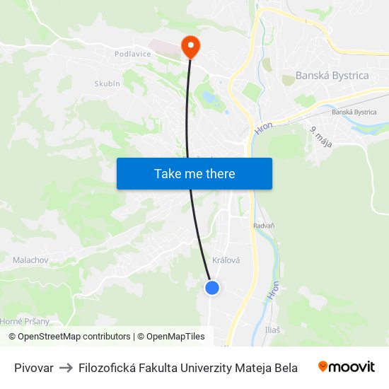 Pivovar to Filozofická Fakulta Univerzity Mateja Bela map