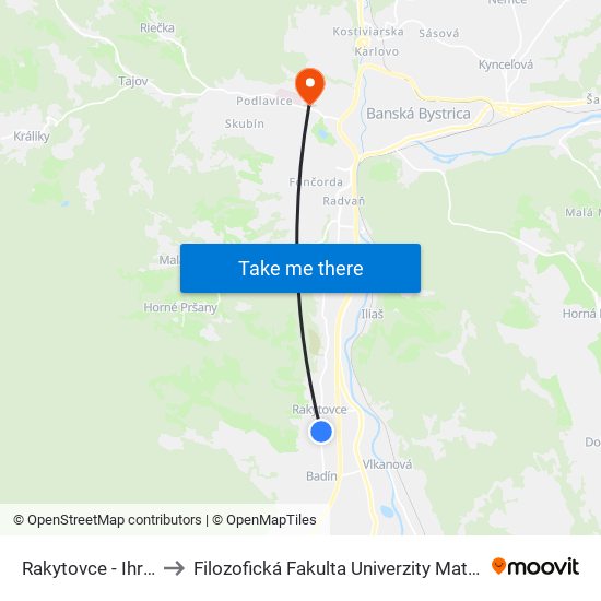 Rakytovce - Ihrisko to Filozofická Fakulta Univerzity Mateja Bela map