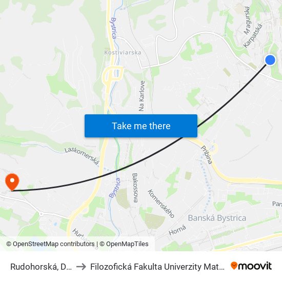 Rudohorská, Dolná to Filozofická Fakulta Univerzity Mateja Bela map