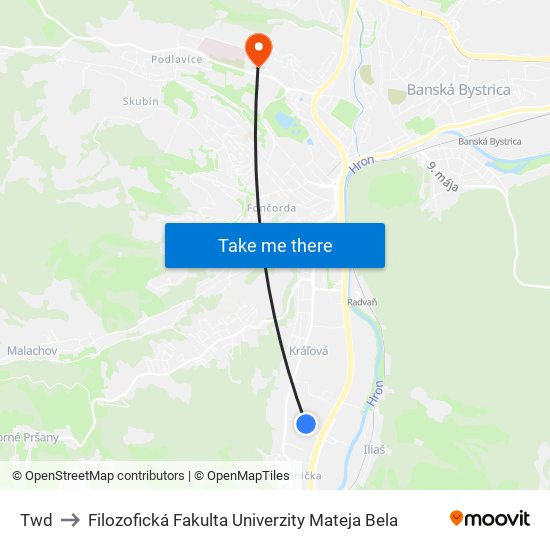 Twd to Filozofická Fakulta Univerzity Mateja Bela map