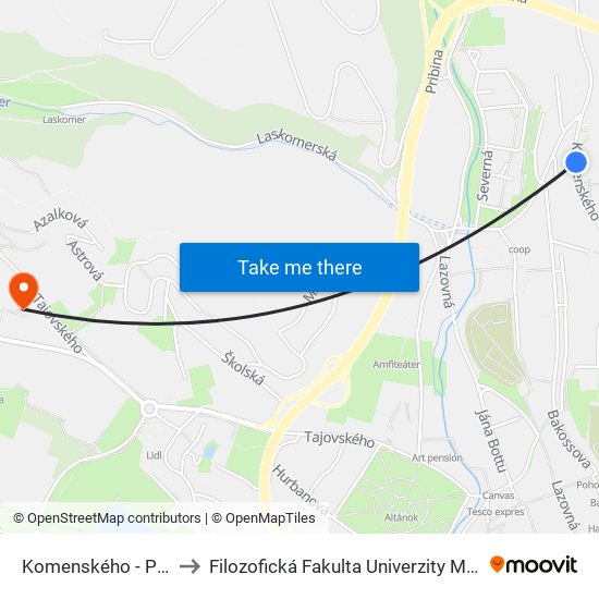 Komenského - Pf Umb to Filozofická Fakulta Univerzity Mateja Bela map