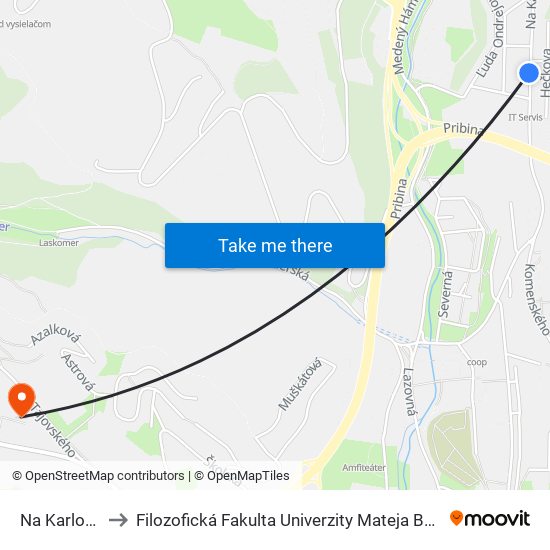 Na Karlove to Filozofická Fakulta Univerzity Mateja Bela map