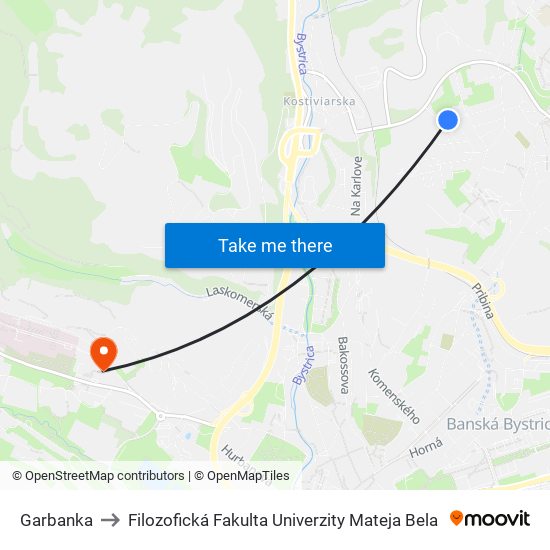 Garbanka to Filozofická Fakulta Univerzity Mateja Bela map