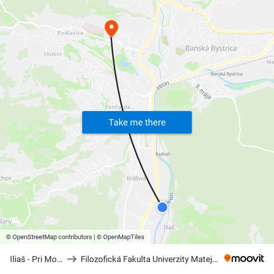 Iliaš - Pri Moste to Filozofická Fakulta Univerzity Mateja Bela map