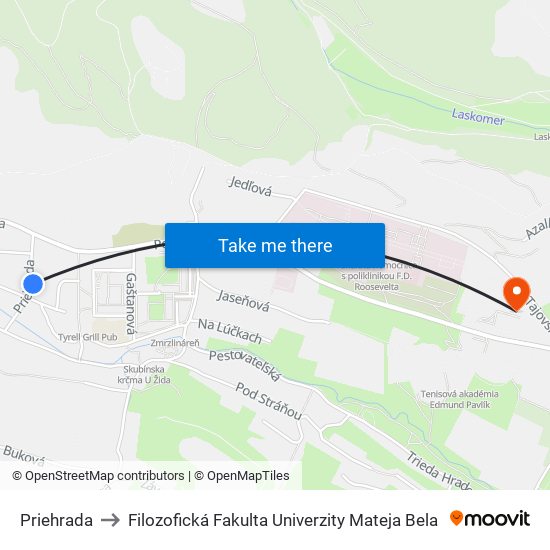 Priehrada to Filozofická Fakulta Univerzity Mateja Bela map