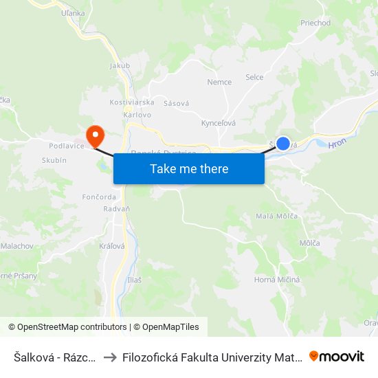 Šalková - Rázcestie to Filozofická Fakulta Univerzity Mateja Bela map