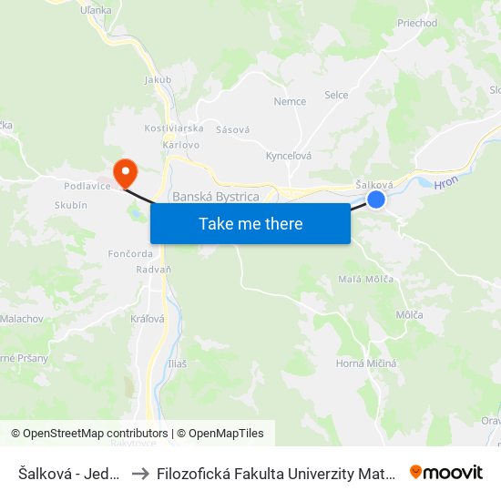 Šalková - Jednota to Filozofická Fakulta Univerzity Mateja Bela map