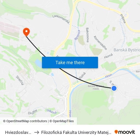 Hviezdoslavova to Filozofická Fakulta Univerzity Mateja Bela map