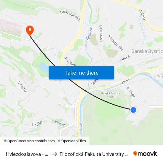 Hviezdoslavova - Alpinka to Filozofická Fakulta Univerzity Mateja Bela map