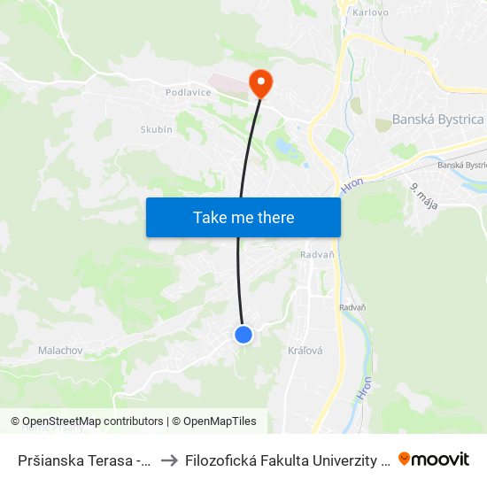 Pršianska Terasa - Medená to Filozofická Fakulta Univerzity Mateja Bela map