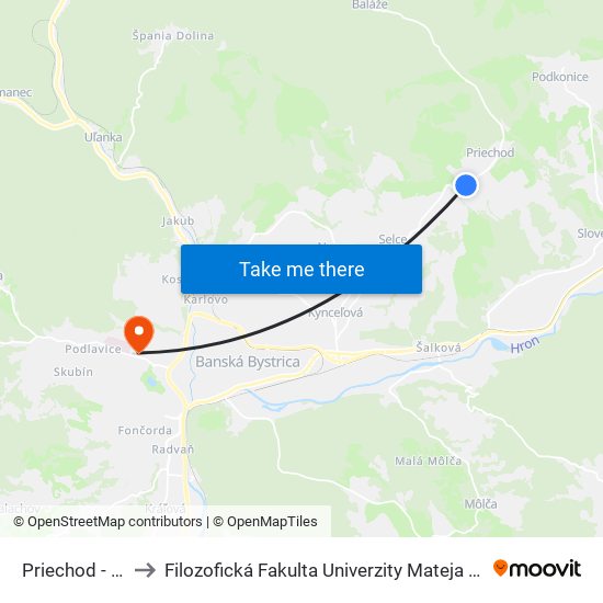 Priechod - Rd to Filozofická Fakulta Univerzity Mateja Bela map