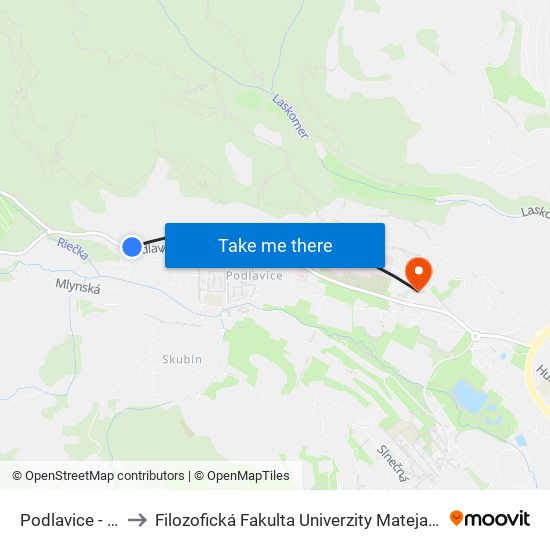 Podlavice - Pd to Filozofická Fakulta Univerzity Mateja Bela map