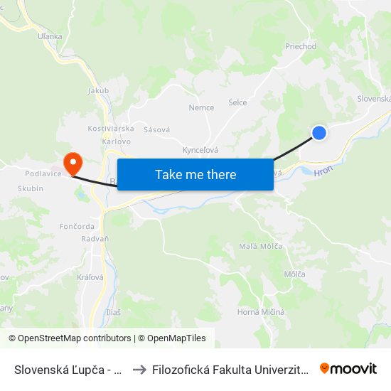 Slovenská Ľupča - Príboj, Zťs to Filozofická Fakulta Univerzity Mateja Bela map