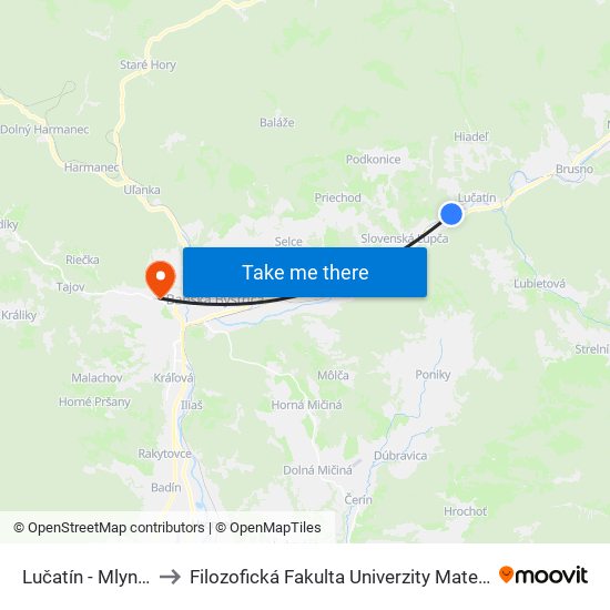 Lučatín - Mlynčok to Filozofická Fakulta Univerzity Mateja Bela map