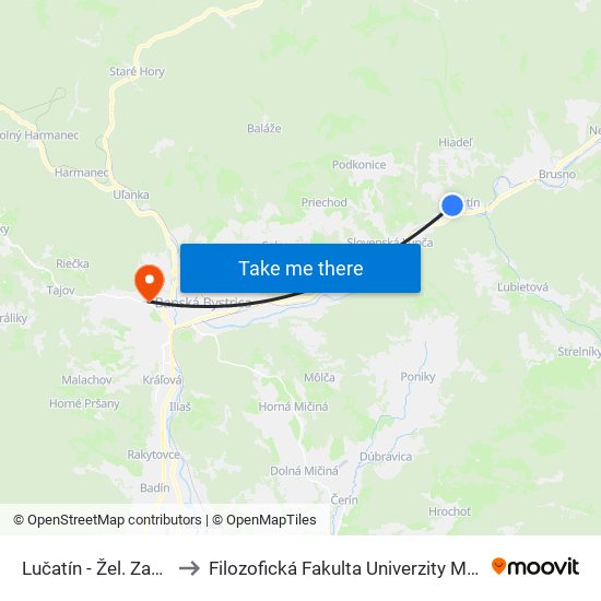 Lučatín - Žel. Zastávka to Filozofická Fakulta Univerzity Mateja Bela map