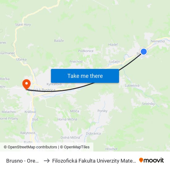 Brusno - Oremlaz to Filozofická Fakulta Univerzity Mateja Bela map