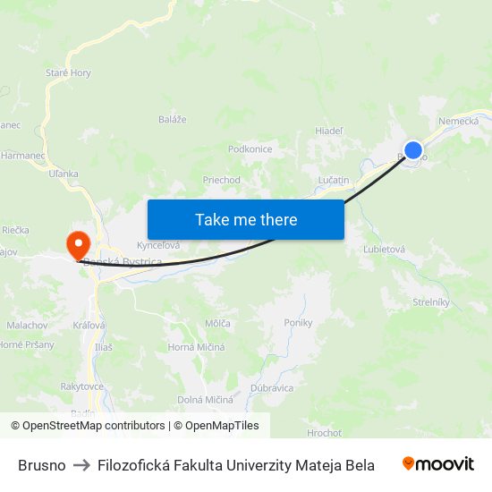 Brusno to Filozofická Fakulta Univerzity Mateja Bela map