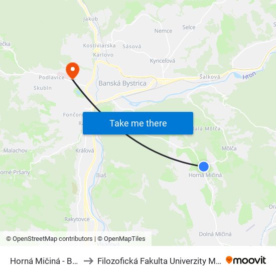 Horná Mičiná - Bytovky to Filozofická Fakulta Univerzity Mateja Bela map