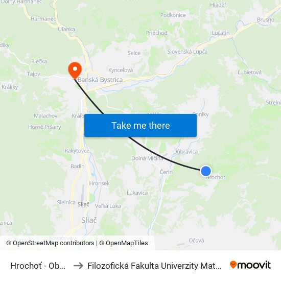 Hrochoť - Obnova to Filozofická Fakulta Univerzity Mateja Bela map