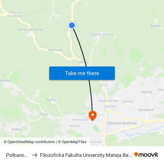 Polkanová to Filozofická Fakulta Univerzity Mateja Bela map