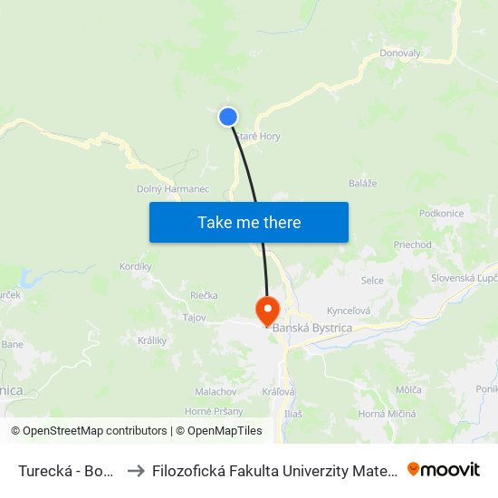 Turecká - Boboty to Filozofická Fakulta Univerzity Mateja Bela map