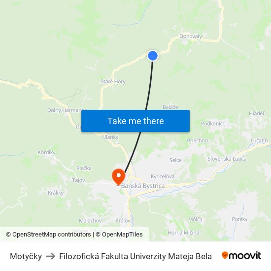 Motyčky to Filozofická Fakulta Univerzity Mateja Bela map