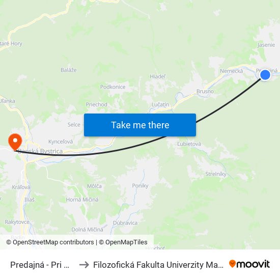 Predajná - Pri Moste to Filozofická Fakulta Univerzity Mateja Bela map