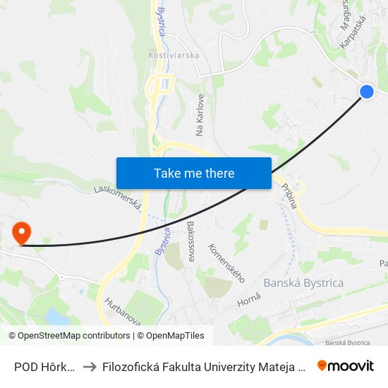 POD Hôrkou to Filozofická Fakulta Univerzity Mateja Bela map