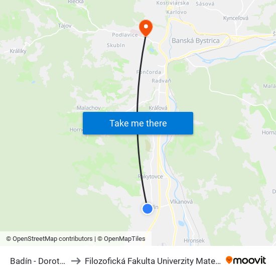 Badín - Dorotovič to Filozofická Fakulta Univerzity Mateja Bela map