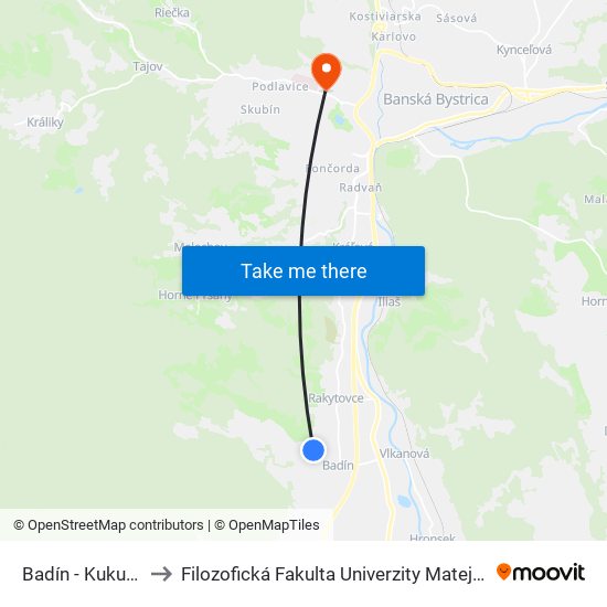 Badín - Kukučka to Filozofická Fakulta Univerzity Mateja Bela map