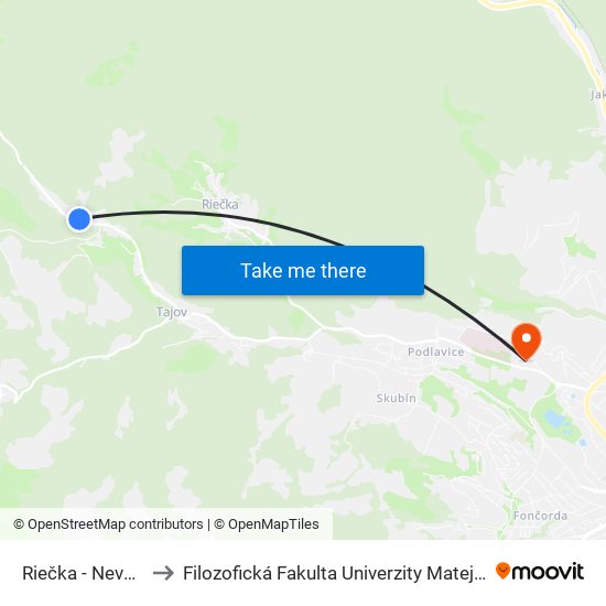 Riečka - Nevolné to Filozofická Fakulta Univerzity Mateja Bela map